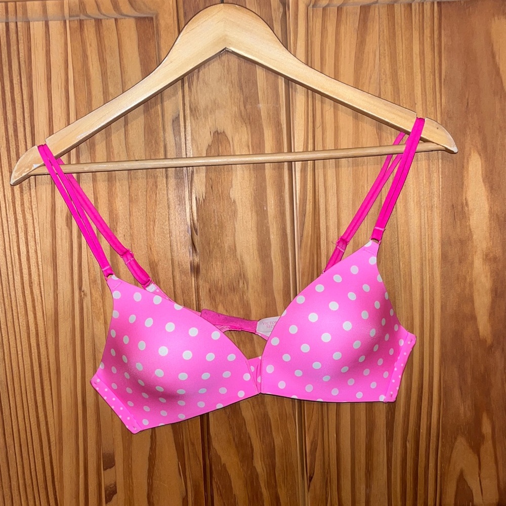 Victoria’s Secret No Wire padded Pink Polka Dot Women's Bra - Picture 1 of 7